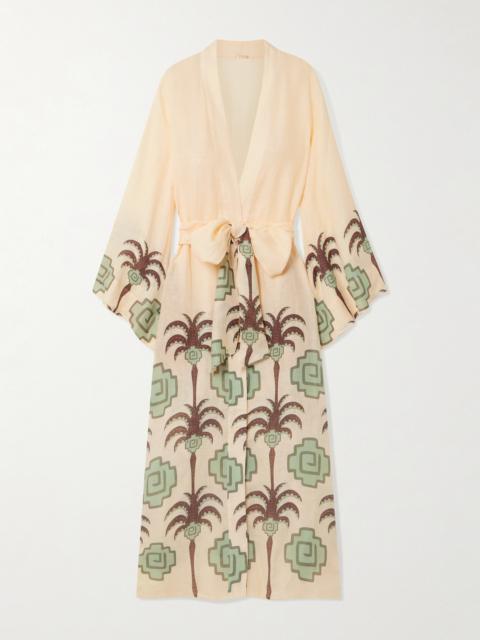 Boa Whisper Belted Printed Linen Coverup