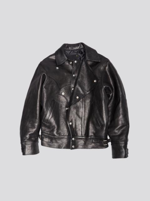 ASYMMETRICAL SNAP JACKET - BLACK -R13