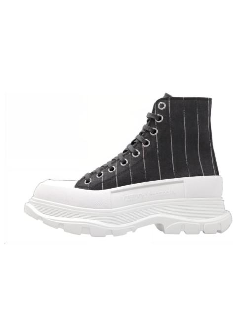 (WMNS) Alexander McQueen Tread Slick Lace Up Ankle Sneakers 'Black Striped' 766898W4XA11678