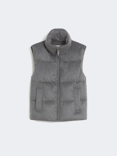 Water-repellent padded cashmere and canvas gilet - MEDIUM GREY