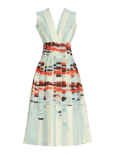 Jocelyn Pleated Stretch-Cotton Midi Dress multi