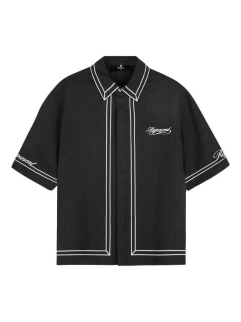 Jet embroidered-border shirt
