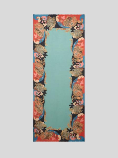 COTTON AND SILK SCARF WITH FLORAL PAISLEY MOTIF