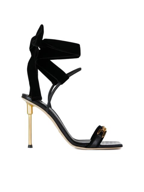 100mm chain bow heeled sandals