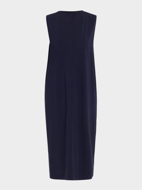 Sleeveless High-Neck Jersey Midi Shift Dress