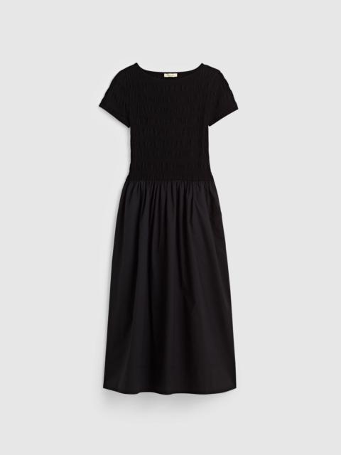 Smocked Boatneck Midi Dress