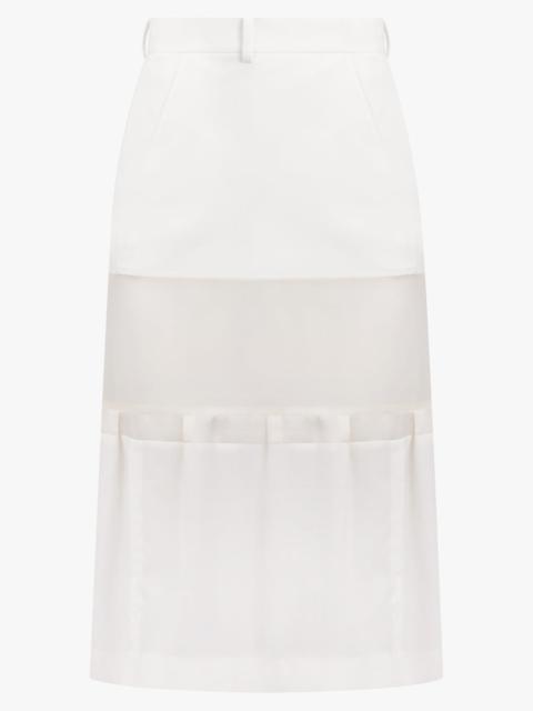 SHEER PANEL LAYERED MIDI SKIRT | OFF WHITE