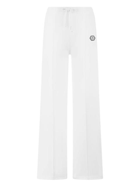 drawstring appliqué trousers