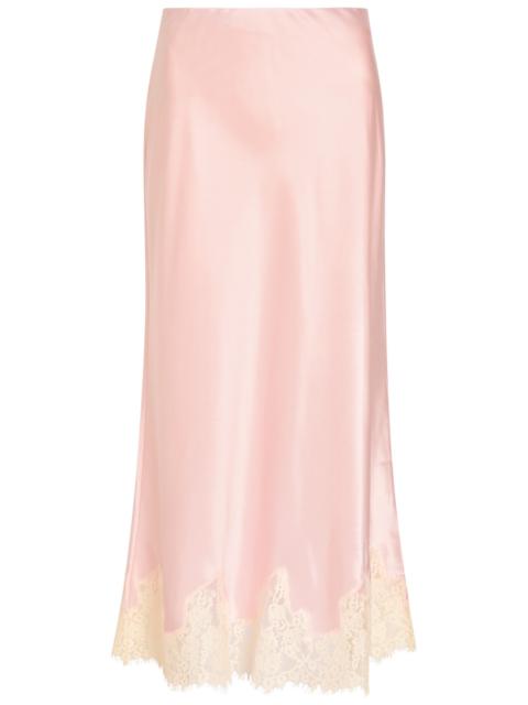Reformation Carolina Lace-trim Silk Skirt