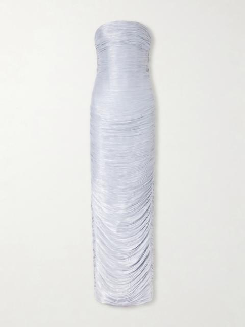 Strapless Ruched Satin Gown