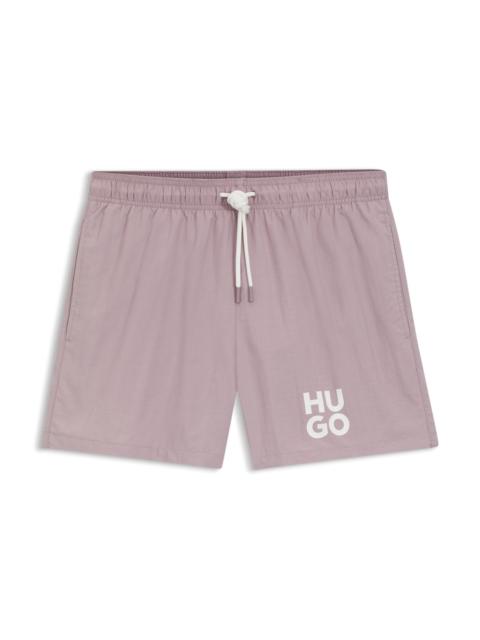 QUICK-DRY SWIM SHORTS WITH PRINTED STACKED LOGO