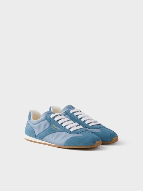 Re-Nylon and suede laced sneakers