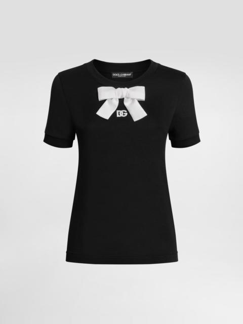 Jersey t-shirt with DG embroidery and bow