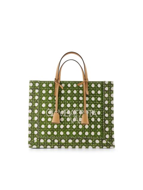woven-print canvas tote bag