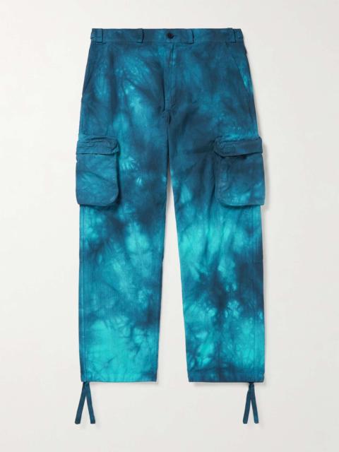 Wide-Leg Tie-Dyed Cotton Cargo Pants