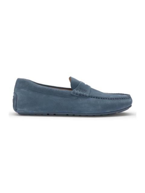 PORTUGUESE-CRAFTED MOCCASIN LOAFERS IN SUEDE WITH PENNY TRIM