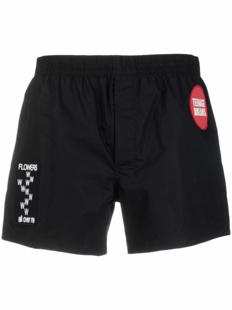 patch-detail slip-on swim shorts