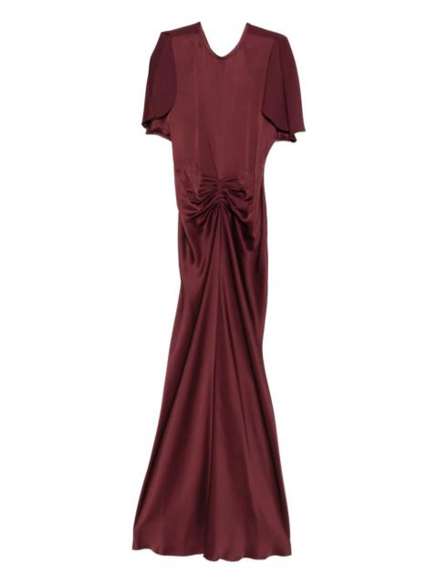 gathered waist floor length maxi dress