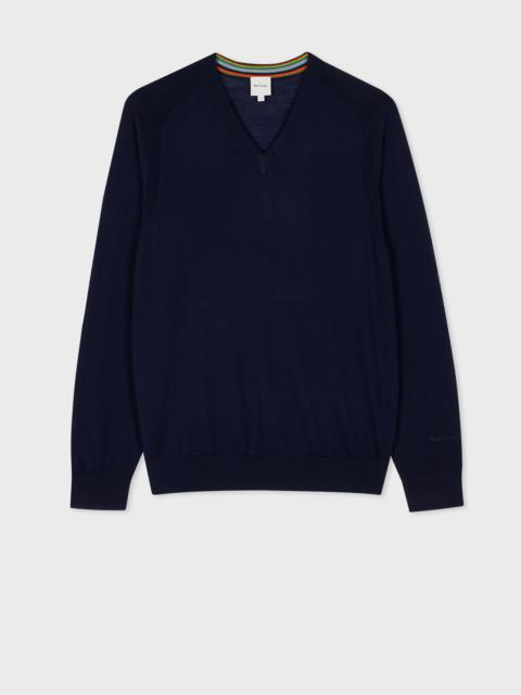 Navy Merino V-Neck Sweater
