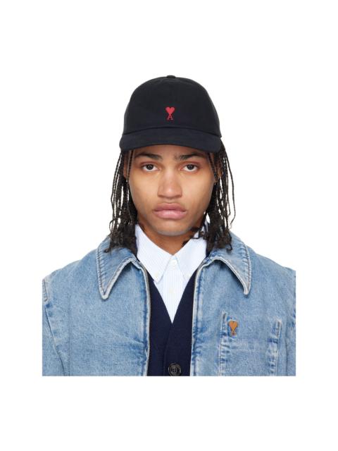 Black Cotton Ami de Coeur Embroidery Cap