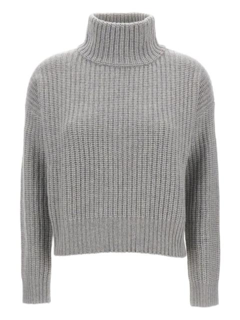 high-neck ribbed sweater