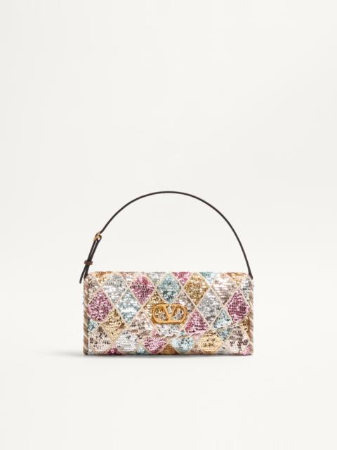 VALENTINO GARAVANI VAIN SOFT SMALL SHOULDER BAG WITH RHOMBELLE EMBROIDERY.