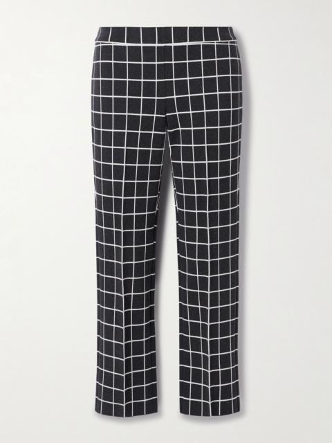 Louis cropped checked cotton-blend straight-leg pants Charcoal