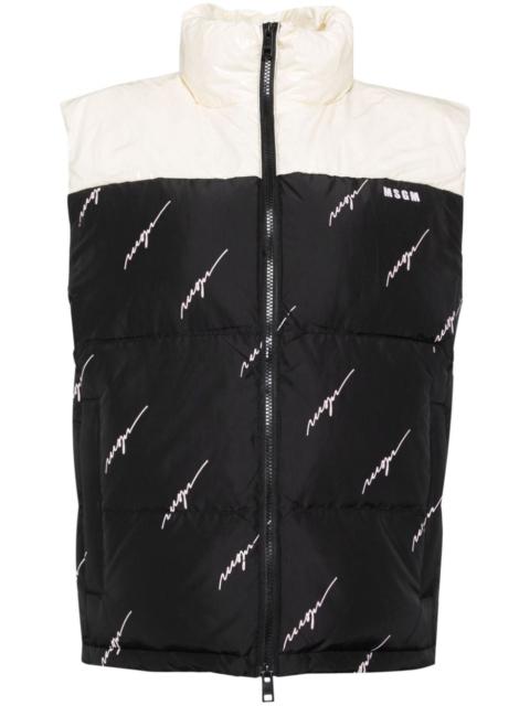 logo print puffer vest