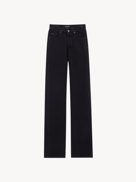 V-WAIST LONG BAGGY JEANS IN MIDNIGHT BLACK DENIM
