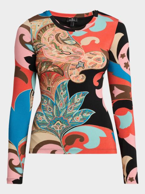 Paisley Long-Sleeve Jersey Top