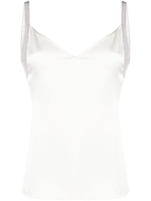 V-neck satin-finish top