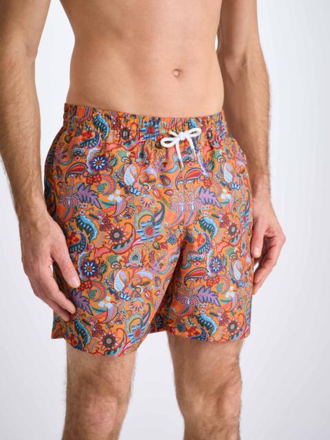 Men's Swim Shorts Apricot Jungle Paisley Print