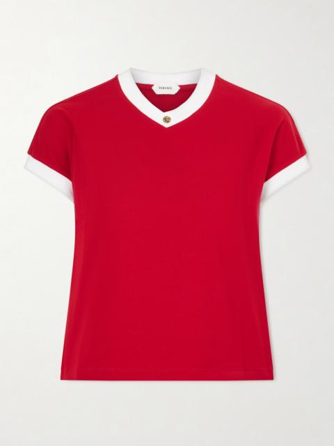 Embellished Cotton-blend Jersey T-shirt