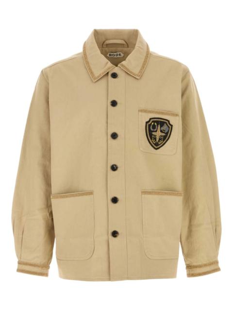 embroidered-emblem shirt jacket