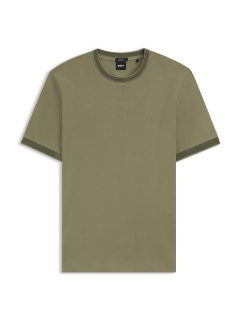 SLIM-FIT SHIRT IN DOBBY COTTON WITH CONTRAST TRIMS