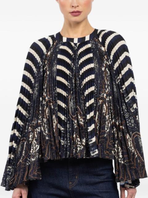 striped pleated blouse