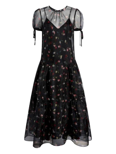 puff-sleeve tiered dress