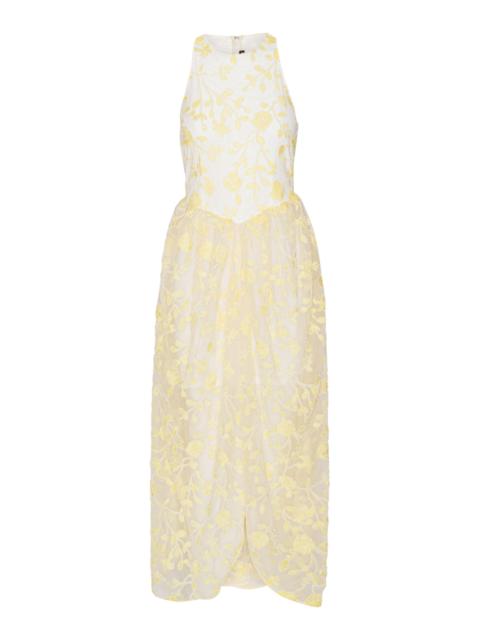 Beaded Chiffon Maxi Dress white