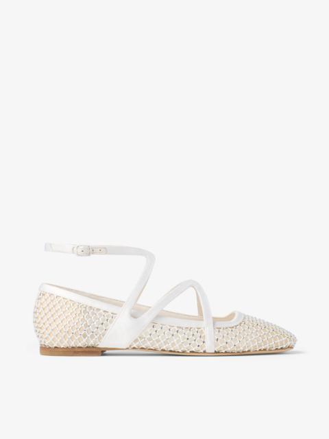 Astoria Flat
White Crystal Mesh Satin Flats
