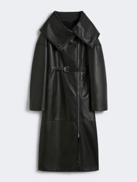 Long leather coat - RUNWAY - BLACK