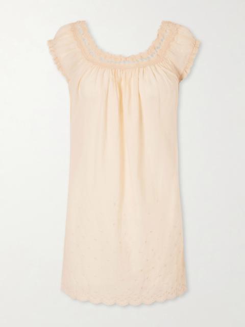 Lelia Embroidered Organic Cotton-voile Mini Dress