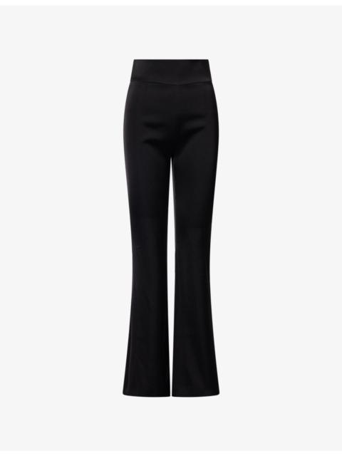 Sculpted Flared Satin Trousers