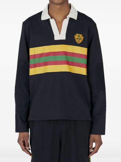 striped logo-patch polo shirt