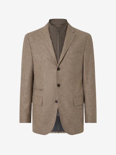 Brown wool and cashmere jacket with detachable vest