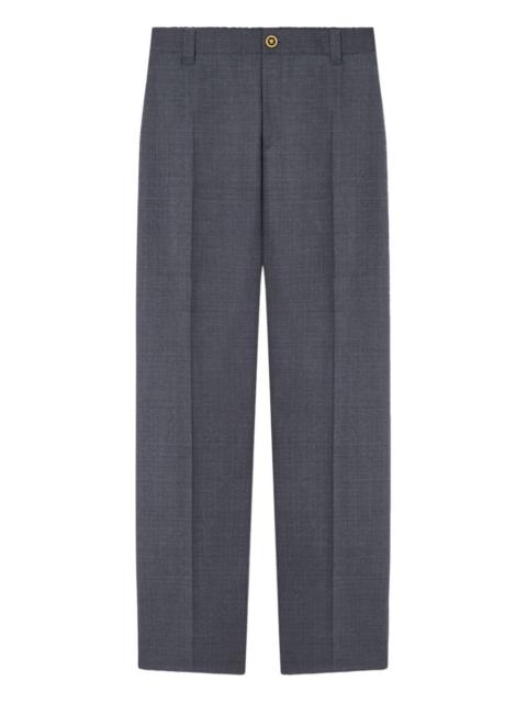 micro-checked wool trousers