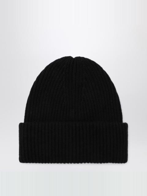 Black wool and cashmere beanie