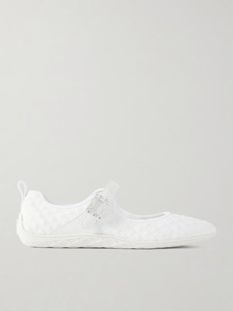 Viv Low Buckled Leather And Rubber-trimmed Twill Ballet Flats