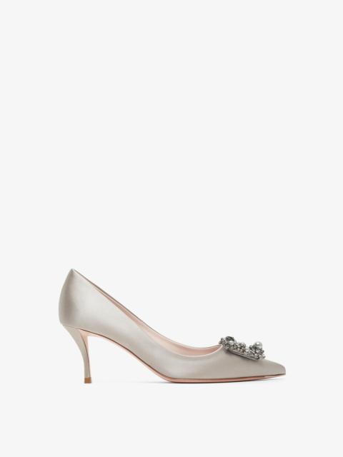 Flower 65 beige strass satin pumps