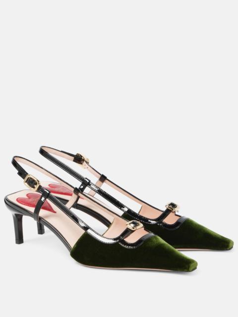 Viv' Canard leather-trimmed slingback pumps