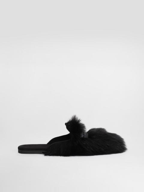 Shearling and suede slippers